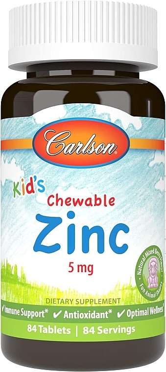 Chewable Zinc with Natural Berry Flavor, 5 mg - Carlson Labs Kid's Chewable Zinc — photo N2