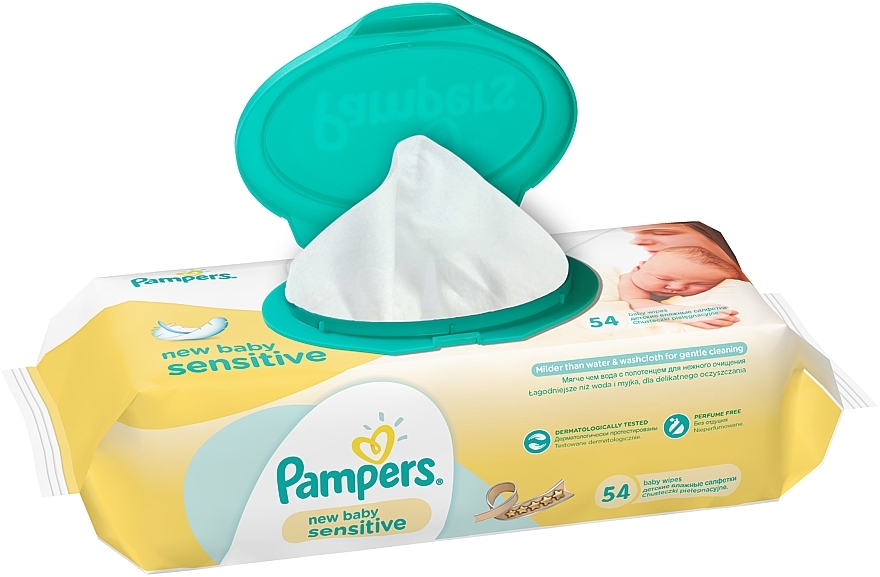 Wet Wipes 'New Baby Sensitive', 54 pcs - Pampers — photo N7