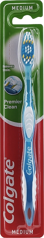 Premier Clean Toothbrush, medium #2, white-blue - Colgate Premier Medium Toothbrush — photo N4