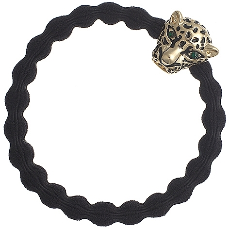 Hair Tie, golden shiny jaguar, black - By Eloise London Gold Bling Jaguar Black — photo N1