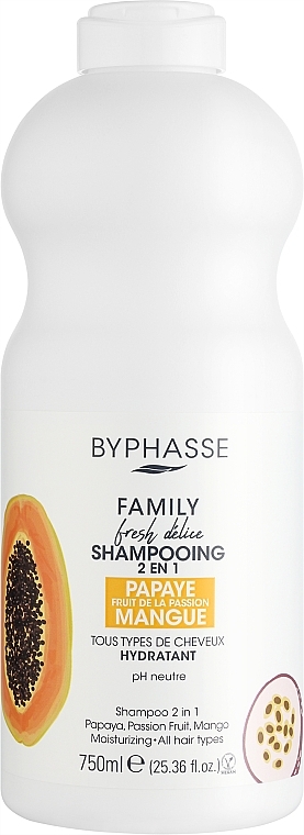 Papaya, Passion Fruit & Mango Shampoo 2in1 - Byphasse Family Fresh Delice Shampoo — photo N5