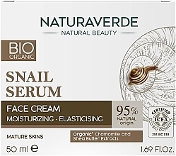 Moisturizing Face Cream - Naturaverde Bio Moisturizing Elasticising Face Cream Snail Serum — photo N1