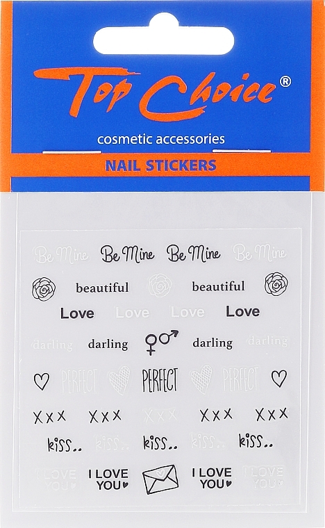 Nail Stickers, 42317, 6 psc - Top Choice Word Golds Silver — photo N1