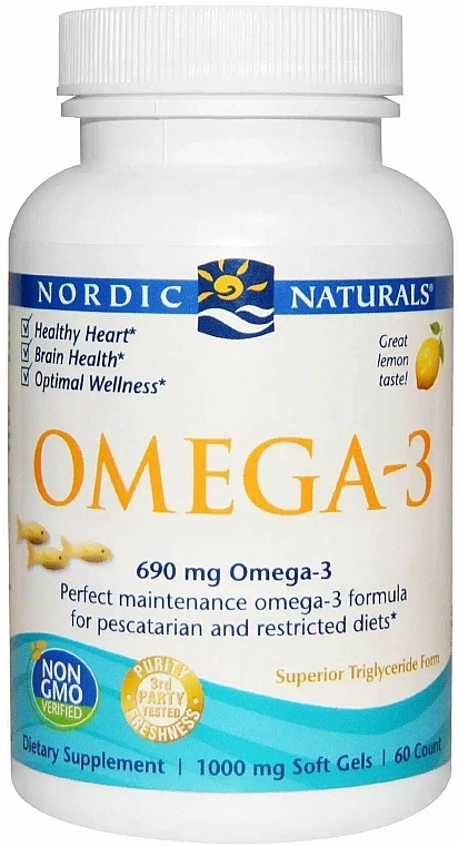 Omega-3 Dietary Supplement with Lemon Taste - Nordic Naturals Omega-3 Lemon Soft Gels — photo N2