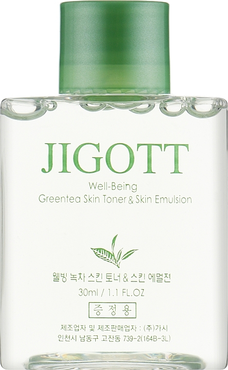 Set - Jigott Well Being Green Tea (emulsion/150ml + toner/150ml + emulsion/30ml + toner/30ml) — photo N6