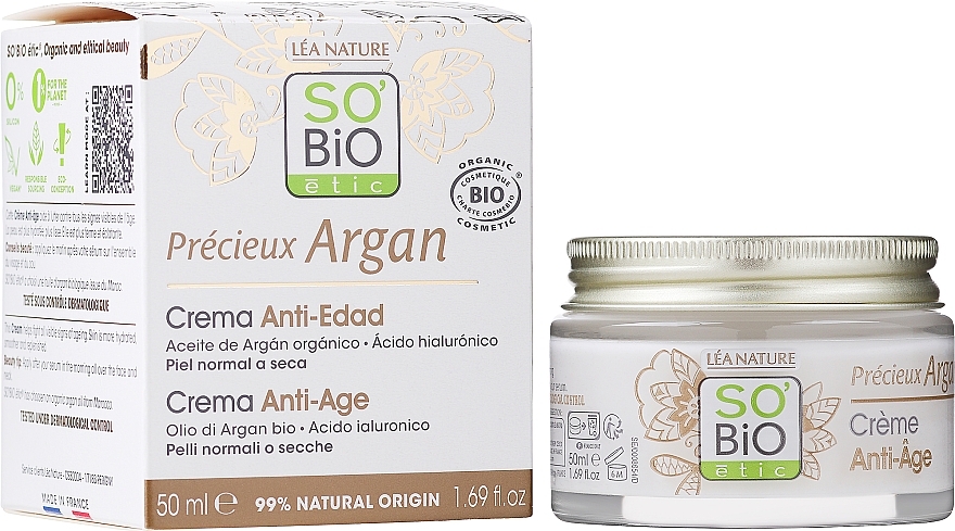Anti-Aging Day Face Cream - So'Bio Etic Precieux Argan Anti-Age Day Cream — photo N1