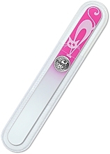 Fragrances, Perfumes, Cosmetics Glass Nail File, 90 mm, double-sided, pink cat - Bohemia Czech Glass Nail Files