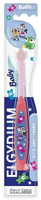 Baby Toothbrush, 0-2 years old, coral - Elgydium Baby Souple Soft — photo N1