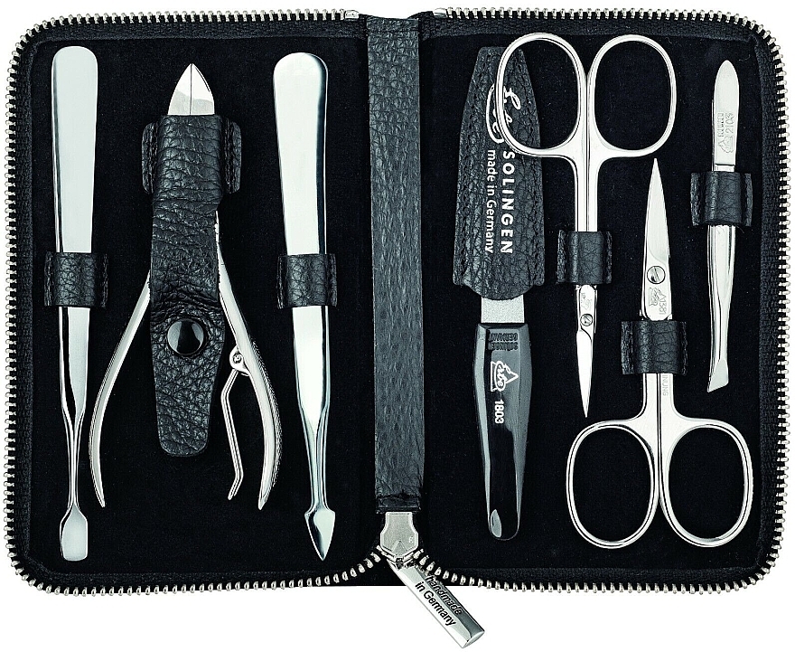 Manicure Set 'Travel', 7 pcs - Erbe Solingen Manicure Set Black — photo N1