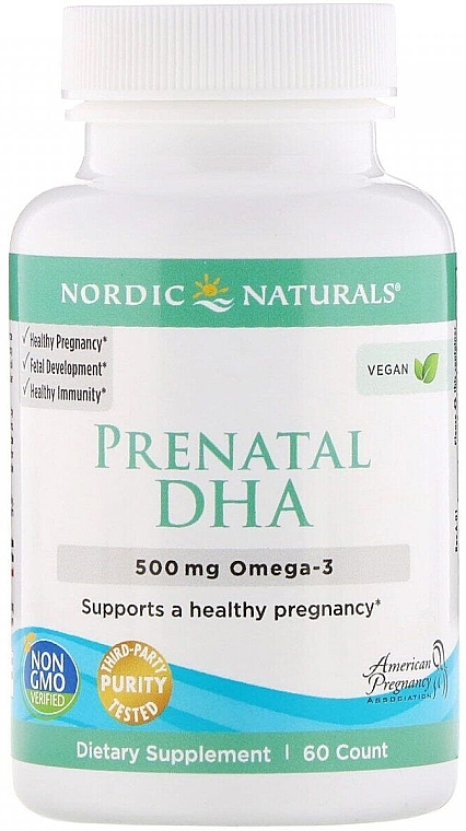 Vegan Dietary Supplement for Pregnant Women "Omega-3", 500 mg - Nordic Naturals Prenatal DHA — photo N1