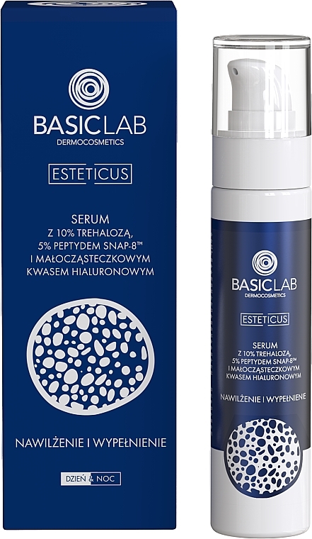 Active Serum with 10% Trehalose, 5% SNAP-8 Peptide & Low Molecular Weight Hyaluronic Acid - BasicLab Dermocosmetics Esteticus — photo N3