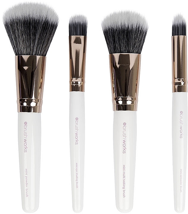 Makeup Brush Set - Brushworks White & Gold Travel Makeup Brush Set — photo N2