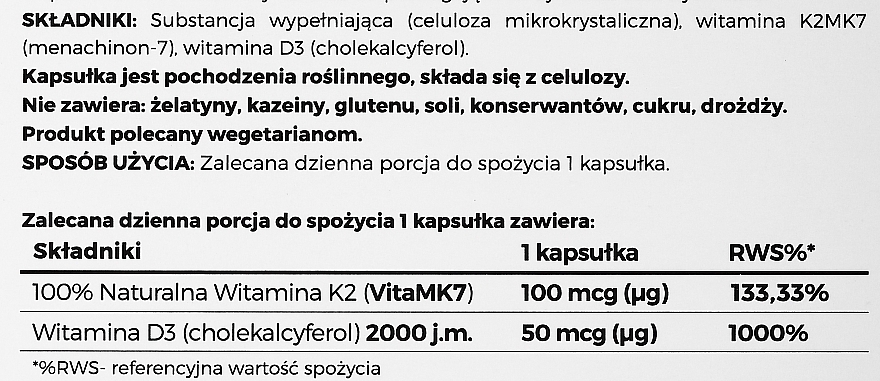 Vitamin K2 100 mg + D3 2000 j.m. Dietary Supplement, capsules - Laborell — photo N3