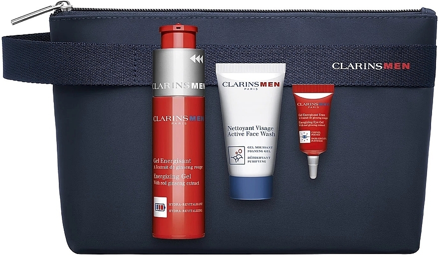 Set - Clarins Men (f/gel/50ml + eye/gel/3ml + f/wash/30ml + bag/1pcs) — photo N1