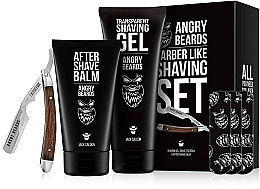 Set - Angry Beards Arber Like Shaving Set (ash/balm/150ml + ash/gel/250ml + accessories/1pc + patch/3pcs) — photo N2