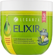 Fragrances, Perfumes, Cosmetics Cream Mask "Collagen & Olive Oil Elixir", without dispenser - Leganza Elixir Cream Mask For Hair