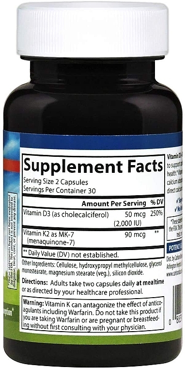 Dietary Supplement "Vitamin D3 & K2" - Carlson Labs Vitamin D3 + K2 — photo N12