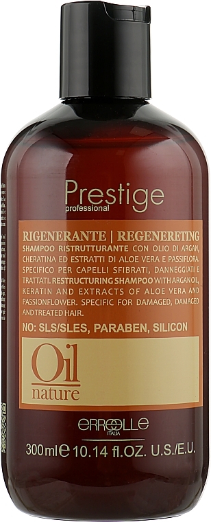 Repairing Shampoo with Argan Oil and Keratin - Erreelle Italia Prestige Oil Nature Regenereting Shampoo — photo N1