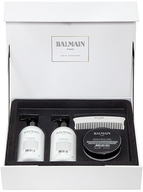 Set - Balmain Paris Silver Revitalizing Care Set (Mask/200 ml + H/Couture/300 ml + Shampoo/300 ml + Brush) — photo N1