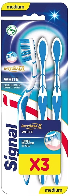 Medium Toothbrush Set, 3 pcs. - Signal Integral 8 White Medium — photo N1