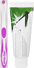 Set with White-Purple Toothbrush - White Glo Herbal White Set (t/paste/100ml + t/brush/1pc + dental/flosser) — photo N1