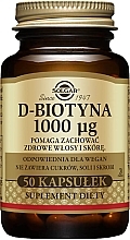 Fragrances, Perfumes, Cosmetics Dietary Supplement "D-Biotin", capsules - Solgar D-Biotin 1000 mg