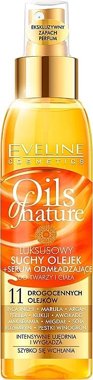 Dry Oil + Rejuvenating Face & Body Serum - Eveline Cosmetics Oils of Nature Luxurious Dry Oil Rejuvenating Serum Face and Body — photo N1