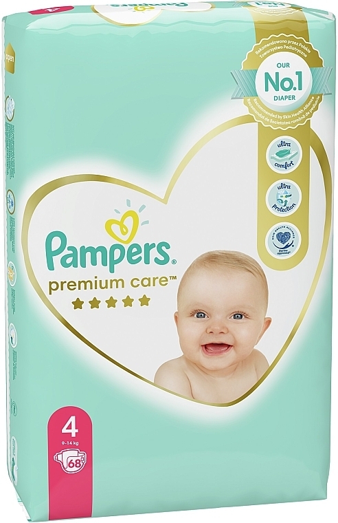 Pampers Premium Care Diapers Size 4 (Maxi) 9-14 kg, 68 pcs - Pampers — photo N2