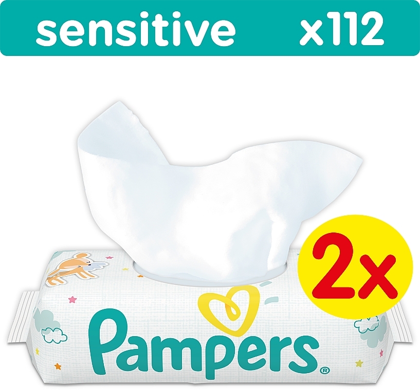 Baby Wet Wipes 'Sensitive', refill 2x56 pcs - Pampers — photo N1