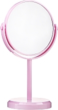 Round Mirror on Stand 85703, pink - Top Choice Beauty Collection Mirror — photo N1