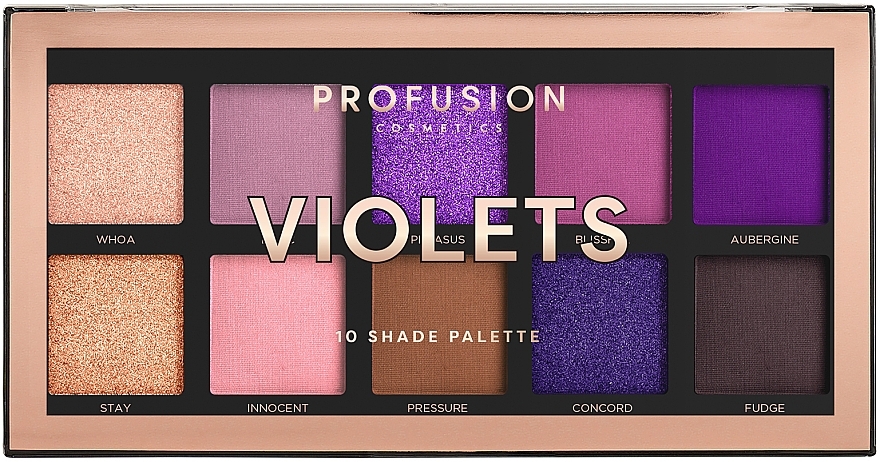 Eyeshadow Palette - Profusion Cosmetics Violets 10 Shades Eyeshadow Palette — photo N1