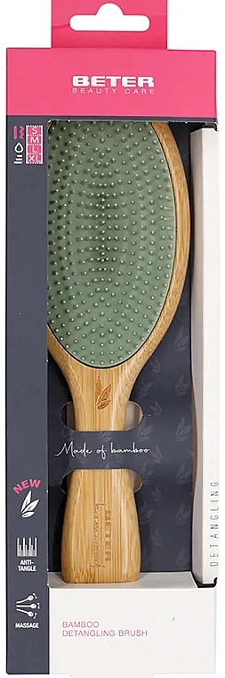 Bamboo Hair Brush, oval - Beter Bamboo Detangling Brush — photo N1