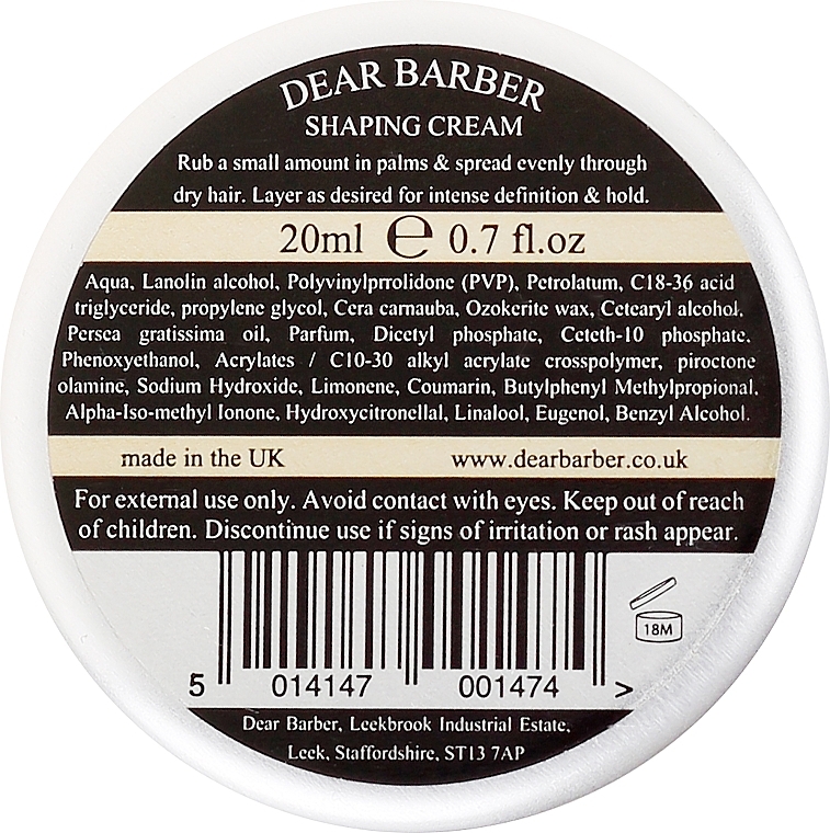 Hair Styling Cream - Dear Barber Shaping Cream (mini size) — photo N2