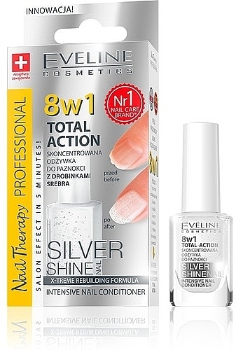 Nail Repairer 8in1 - Eveline Cosmetics Nail Therapy Professional Silver Shine — photo N3