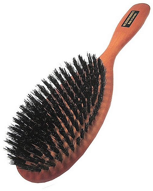 Oval Hair Brush, pear wood, nylon bristles, 20 cm - Golddachs Dittmar — photo N1