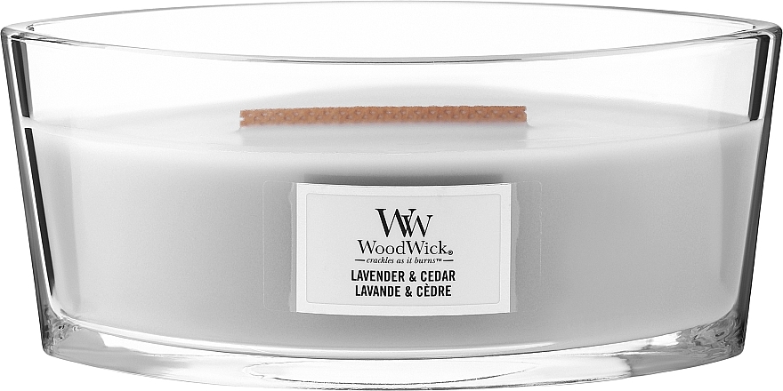 Scented Candle in Glass - WoodWick Lavender and Cedar Candle — photo N14