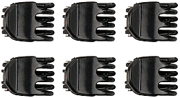 Plastic Claw Clips, small, 6 pcs., 2 cm, black - Titania — photo N2