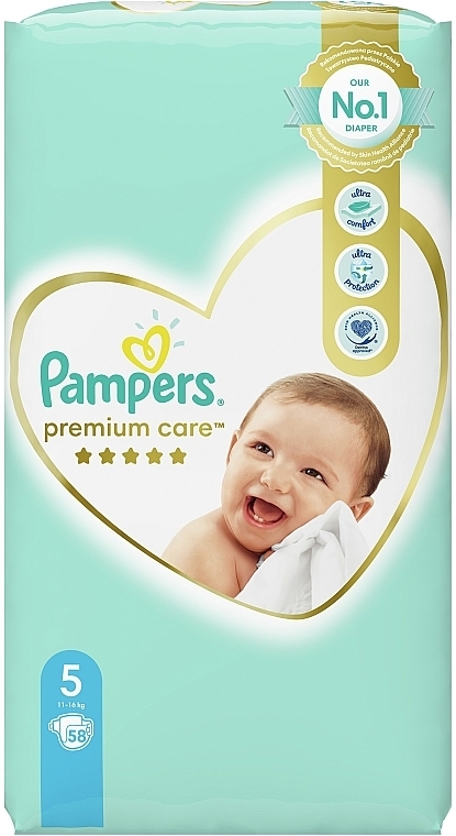 Pampers Premium Care Diapers 5 (Junior), 11-16 kg, 58 pcs - Pampers — photo N1