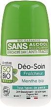Roll-On Deodorant with Bamboo Powder - So’Bio Etic Deo Fresh Deodorant Mint All Skin Types — photo N1