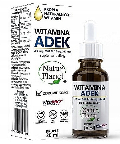 Dietary Supplement, vitamin A+D+E+K - Natur Planet Vitamin A+D+E+K — photo N1