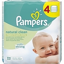 Baby Wet Wipes, 4x64 pcs - Pampers Natural Clean Wipes — photo N1