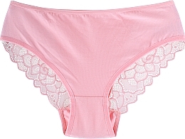 Women Cotton Panties with Lace Back, pink - Moraj — photo N1