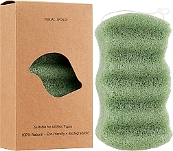 Konjac Face Cleansing Sponge "Wave", green tea - Cosmo Shop Konjac Sponge Craft Box — photo N2