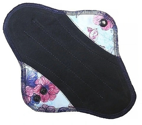 Reusable Cotton Daily Liner, black with flowers - Soft Moon Ultra Comfort Mini — photo N2