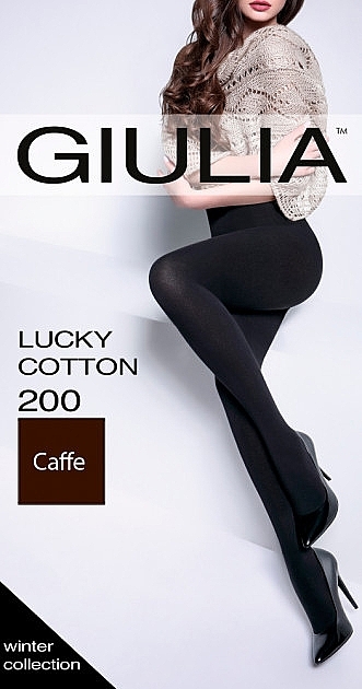 Tights "Lucky Cotton" 200 Den, caffe - Giulia — photo N8