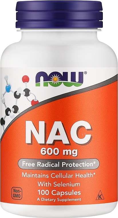 Dietary Supplement "NAC", 600mg - Now Foods NAC Veg Capsules — photo N1