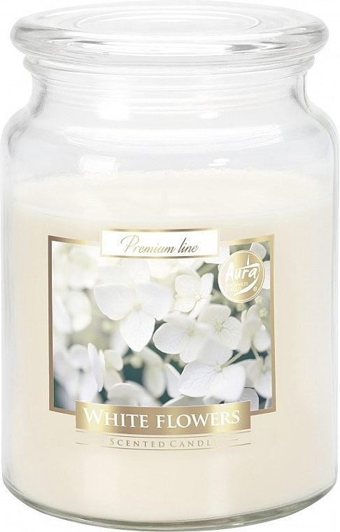 Premium Scented Candle in Jar 'White Flowers' - Bispol Premium Line Scented Candle White Flowers — photo N1