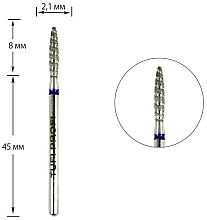 Fragrances, Perfumes, Cosmetics Diamond Nail Drill Bit 'Tornado. Bullet', 244LX 021B 2.1 mm, blue mark - Tufi Profi Premium