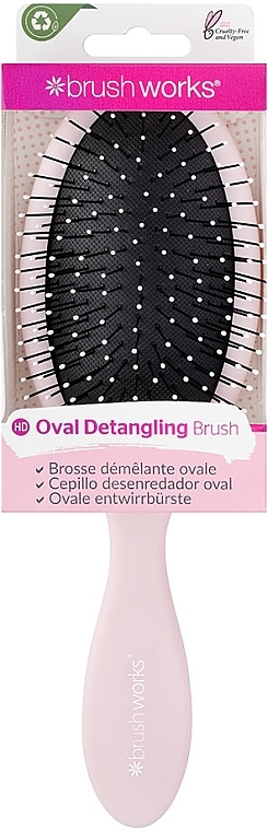 Oval Hair Brush, pink - Brushworks Professional Oval Detangling Hair Brush Pink — photo N1