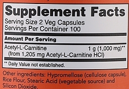 Food Supplement "Carnitine", capsules, 500mg - Now Foods Acetyl-L-Carnitine — photo N6